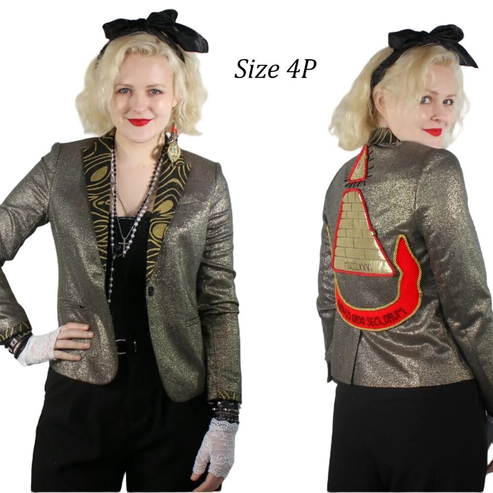 Desperately Seeking 80s Pyramid Style 4 PETITE Metallic Gold Susan Jacket